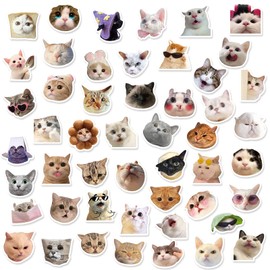 DERFILIN 100PCS Cute Cat Stickers Pack, Kids Birthday Gift Stickers Party Favourites, Funny Animal Waterproof Vinyl Stickers for Water Bottles, Scooters, Stationery and Luggage