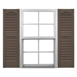TailorMade L11434385 Mid-America Cathedral Top Center Mullion, Open Louver Installation Lok's (Per Pair) Vinyl Shutters, 14.5-in. W x 34-in. H, 385-French Roast