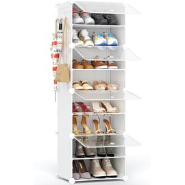 HOMICKER Shoe Storage,8 Tier Shoe Rack Organizer for Closet Shoe Cabinet with Door Shoe Shelves for Closet,Entryway,Hallway,Bedroom