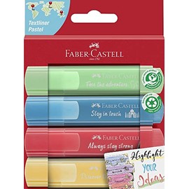 Faber-Castell Marcadores Pastel con 4 distintos colores, son unos resaltadores que ofrecen colores pastel únicos que proporcionan un estilo distintivo, ideal para una marcación diferente y efectiva