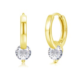 Loutade Ohrringe Gold, 925 Sterling Silber Damen Creolen mit 5A Cubic Zirkonia, Hypoallergen Schlafen Knorpel Huggie Ohrringe Silber Kreolen, Leicht Kreis Endless Gold Creolen für Frauen Mädchen