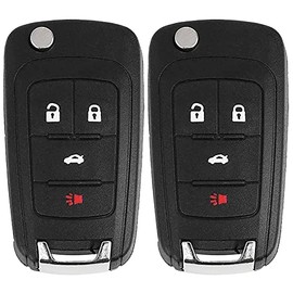 CAUORMOTE Keyless Entry Remote Flip Car Key Fob for Chevy Cruze Camaro Equinox Impala Malibu Sonic (OHT01060512), Set of 2