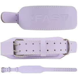 IFAST Weightlifting gym Belt with 4-inch Padded Lumbar for Deadlifts,hip thrust,glute workout Leather Quick Locking Adjustable PU - Color: Purple, size: S
