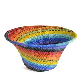 Fair Trade Zulu Telephone Wire Small Cone Basket, African Spirit