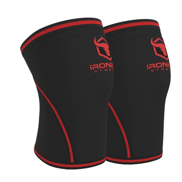 Knee Sleeves 7mm (1 Pair) - High Performance Knee Sleeve Support For Weight Lifting, Cross Training & Powerlifting - Best Knee Wraps & Straps Compression - For Men and Women (Black/Red, Medium)
