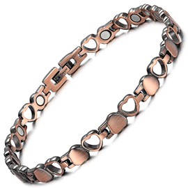 RainSo Pure Copper Heart Design Womens Magnetic Anklets Adjustable with Gift Box