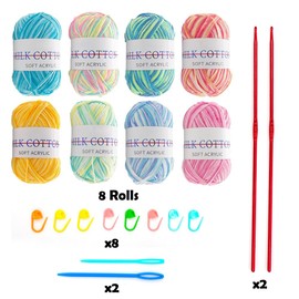 Umllpet Colourful Hand Knitting Yarn, 8 Pieces Hand Knitting Yarn, Crochet Yarn, Hand Knitting Yarn Colour Gradient Set, Wool for Crochet and Knitting, 50 g Crochet Yarn for Sweaters, Scarves, DIY,