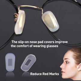 Gdnmpat Eyeglass Nose Pad Covers, Slip-on Silicone Nose Pad for Glasses, Anti-Slip Eyewear Protective Covers Nose Bridge Pads, Soft Eyeglass Repair Kit with Nose Piece Pads(White,10 Pairs M Size)
