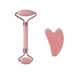 Hoshisea Jade Roller Set Rose Quartz, Gua Sha Stone, Face Massager, Slimming and Firming Face, Gifts for Valentine's Day, Face for Anti-Ageing Wrinkles