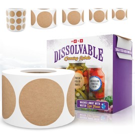 MESS Dissolvable Canning Labels – 200 Kraft 2" Removable Mason Jar Stickers for Jars, Containers, Homemade Jam, and Food Storage