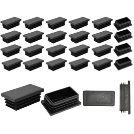 24PCS Rectangular End Caps 30 * 50mm,Black Plastic Plugs,Insert Plugs Pipe Cover for Furniture,Tables,Chairs