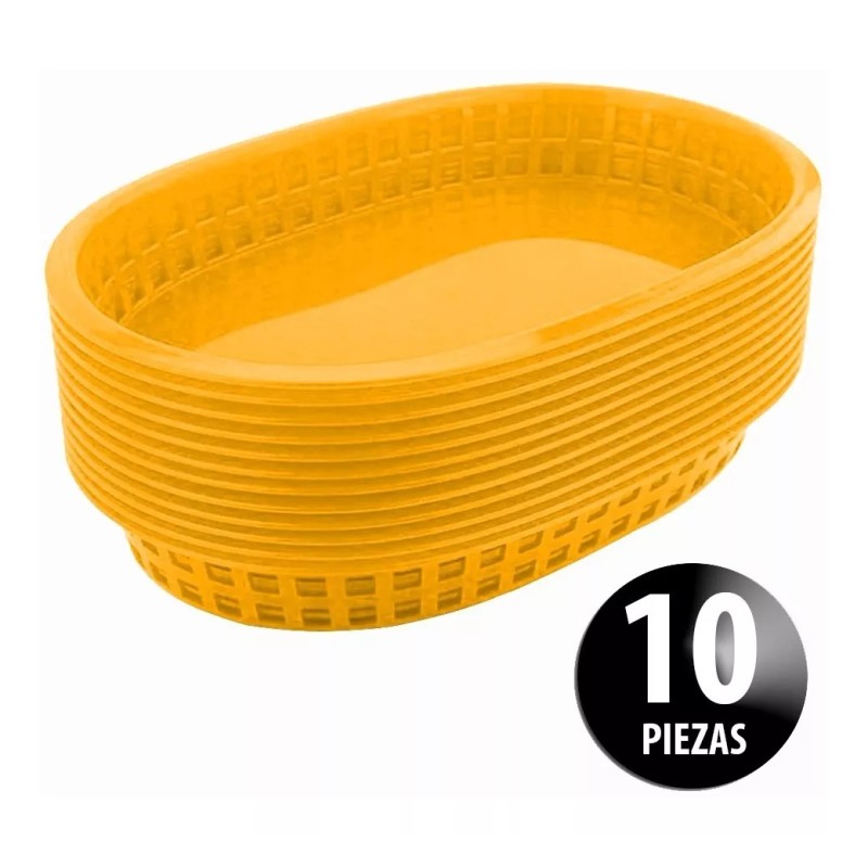 Dilitools Canasta Plástica 27.5 Cm Comida Rápida Paquete Con 10