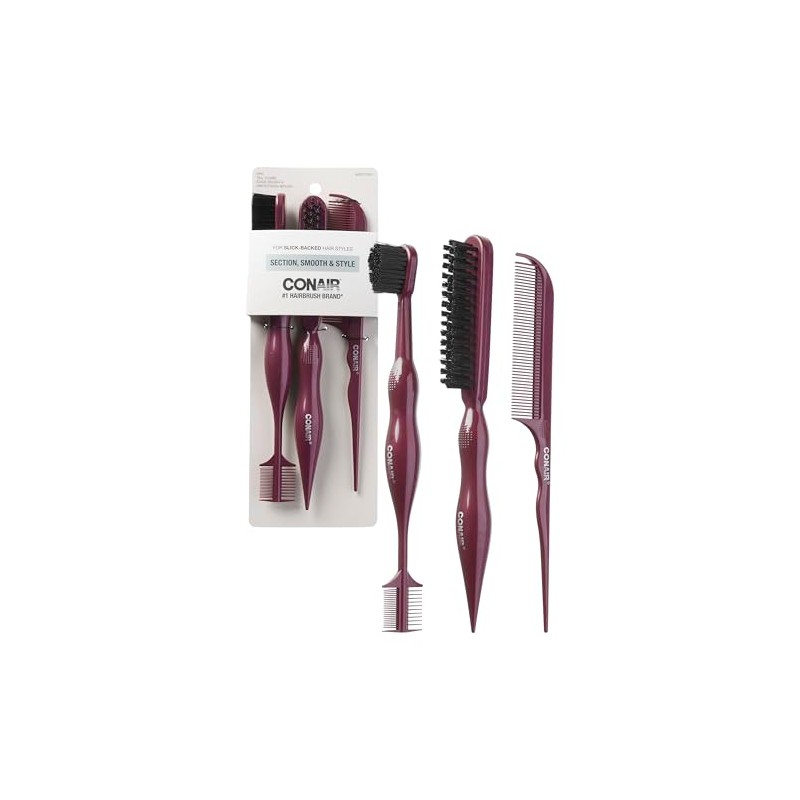 Conair Slick Back Tail Comb Set, 3-Pack with Fine Tooth
