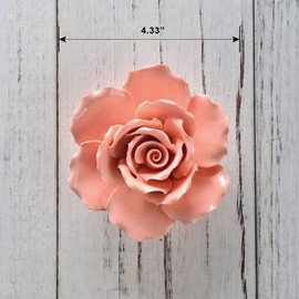 Insiswiner Handcrafted Ceramic Flowers Sculpture Home Hanging 3D Wall Art Decor Decoration (Orange Rose 4.33")
