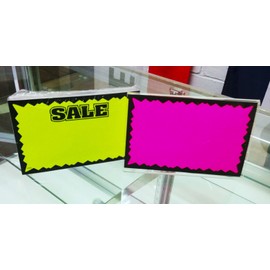 2.5" x 3.5" Sale Rectangular Fluorescent Burst Neon Retail Sign Cards - Multi-Pack - 100 Total Cards