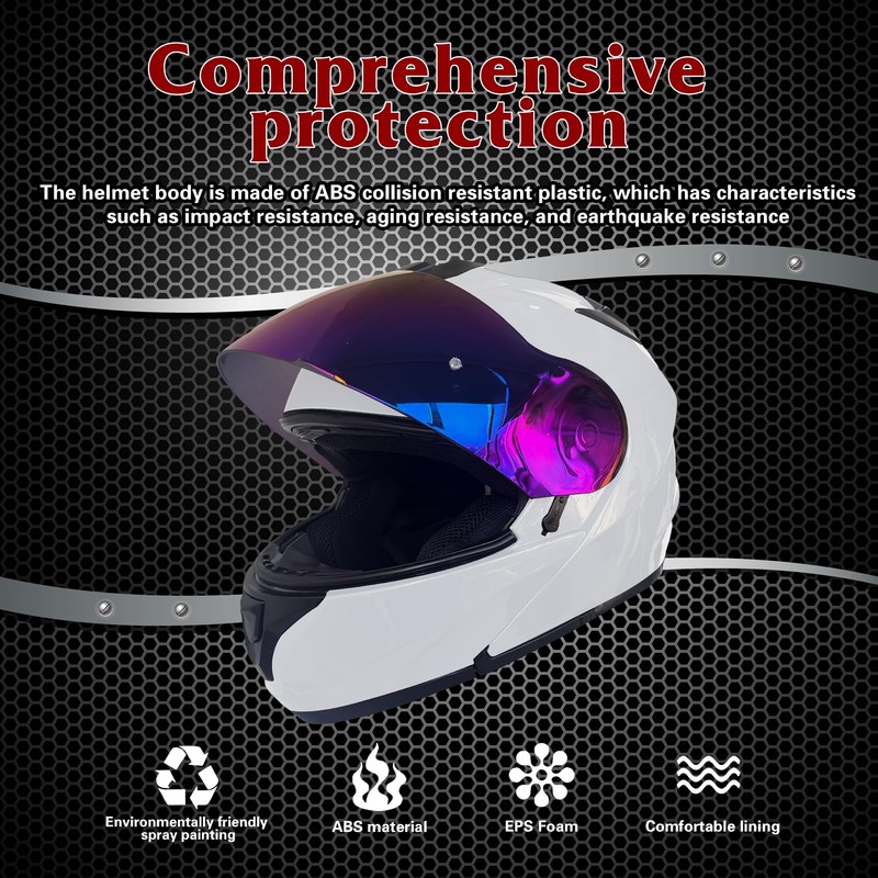 KRN Adult Motorcycle Helmet Modular Flip-up Helmet DOT Approved -