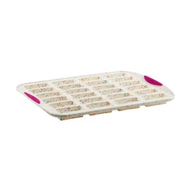 Trudeau 24 Slot Mini Bar Pan Silicone Bakeware, Confetti White