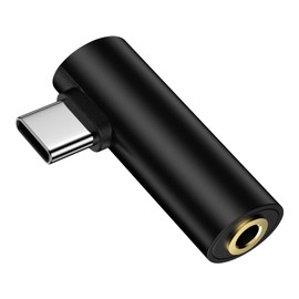 ANNIBER Earphone Jack Type-C to 3.5mm Converter Adapter, L-Shaped Earphones, Type C Converter, 3 Poles / 4 Poles, TRRS Compatible, Female to Male Earphones, Headphone Adapter, HiFi Sound Quality,
