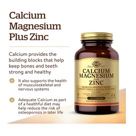 Solgar® Calcium Magnesium Plus Zinc Tablets - Pack of 100 - Healthy Bones, Teeth & Muscles - Supports Health of Nervous System - Vegan