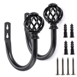 BSTKEY A Pair of Nest Modeling Metal Curtain Hooks - Lightweight Decorative Curtain Drapery Tiebacks Holdbacks Metal Hook Decorative Hook (Black)
