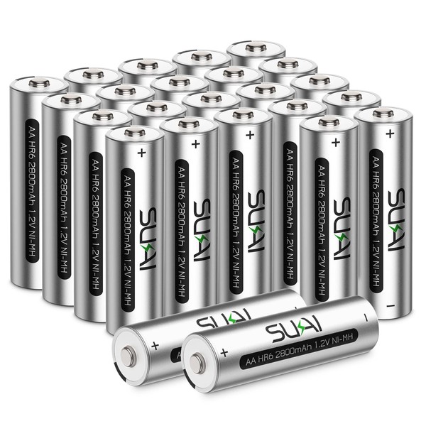 SUKAI AA Rechargeable Batteries & Double A Batteries, 2800mAh High Capacity Batteries 1.2V NiMH Low Self Discharge, Pack of 24
