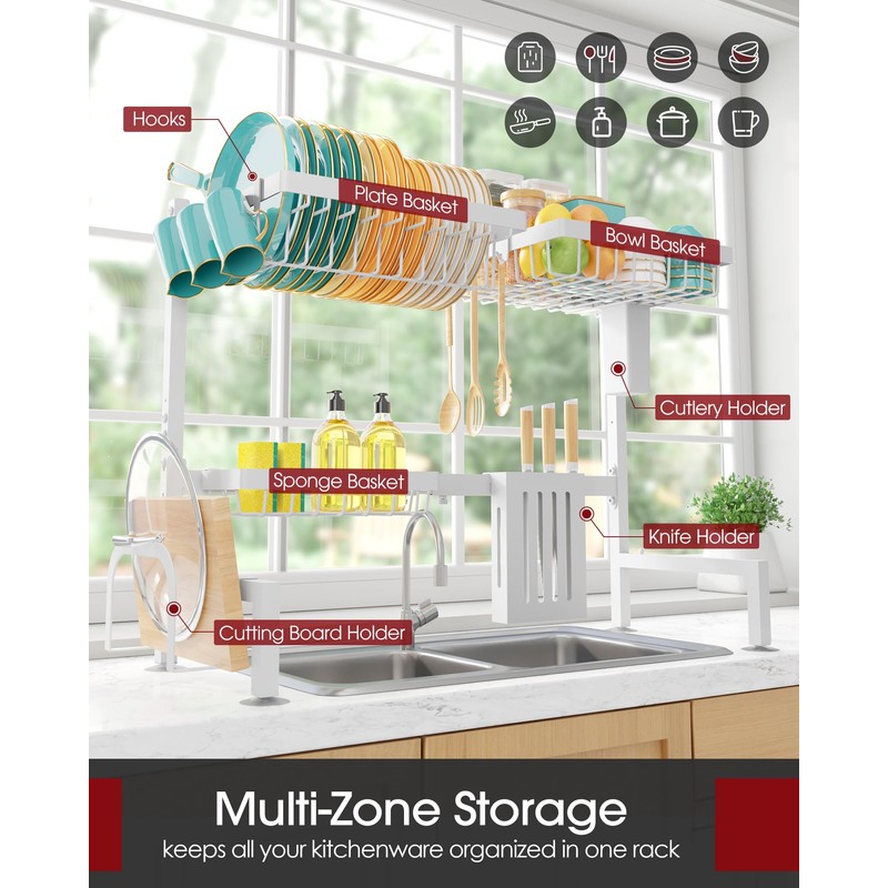Sakugi Over The Sink Dish Drying Rack - Adjustable 2