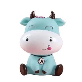 Piggy Bank Large Cow for Boys Girls Coin Bank for Boys Girls Kids Cute Cow Piggy Bank Big Eyes for Children's Birthday(blue)