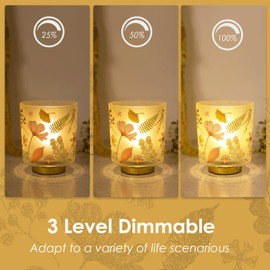 ULAROOM Battery Operated Small Lamp with Remote Control, Cordless Table Lamps with Timer, Portable Dimmable Brightness Bird Pattern Desk Lamp for Home Decorative Kids Bedroom (Blossom)