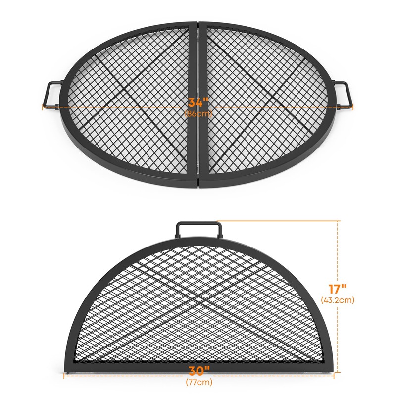 Stanbroil X-Marks Fire Pit Cooking Grate, Foldable Round Grill Grate