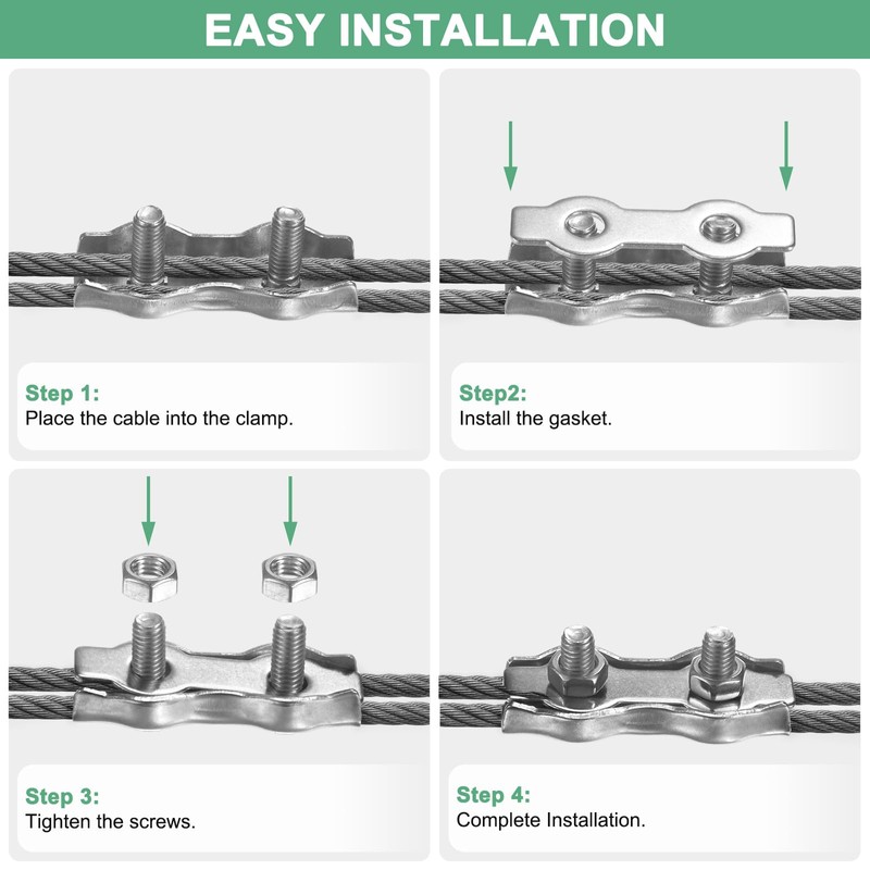 M METERXITY 20-Pack M2 Wire Rope Clips Duplex Double Bolt