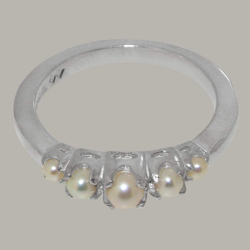 925 Sterling Silver Cultured Pearl Womens Engagement Ring - Size