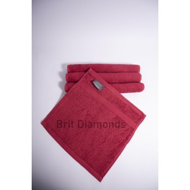 Brit Diamonds Face Towel Set Pack of 4 (30x30 cm) Super Soft 700 GSM Highly Absorbent Towels 100% Cotton Ring Spun Fingertip Towels Washcloths Drying Cloth (Red)