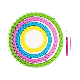 MAHITOI Long Loom Set, 4 Assorted Size & Color, Anchor Pins, Knit Baby Blanket, Hat, Sock, Shawl, Glove, Scarf, Includes a Yarn Hook & a Needle, a Fit Craft Kit Tool for Giveaways Souvenirs, Gifts