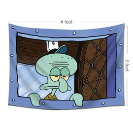 Unbranded Squidward Funny Meme Tapestry 3x4Feet flag With 4 Brass Grommets