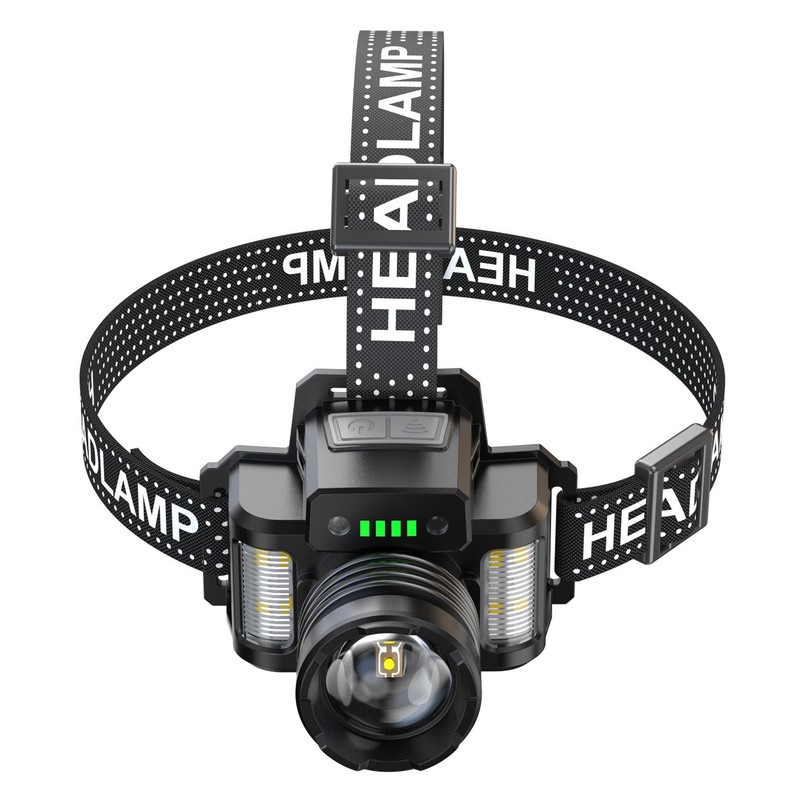 LED Headlamp with Motion Sensor Waterproof USB Rechargeable Headlight Zoomable