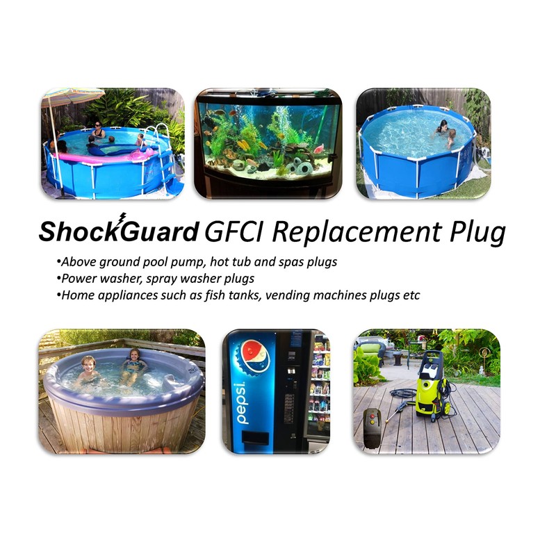 ShockGuard GFCI Replacement Plug Assembly 3-Prongs for Pressure Washer, Inflatable