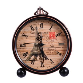 ORFOFE Retro Tabletop Alarm Clock Silent Non Ticking Household Clock for Home Bedroom Decoration Vintage Design for Living Office Cafe More