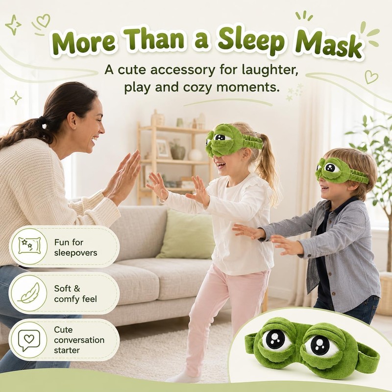3D Frog Sleep Mask, Funny Frog Eye Mask for Sleeping,
