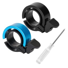 SAVITA 2pcs Bicycle Bell, Innovative Aluminum Bicycle Ring Q Design Bike Ringer Loud Sound Bike Bell for Electric Bike Mountain Bike, Compatible with 0.875-0.898inch Bike Handlebar (Blue, Black)