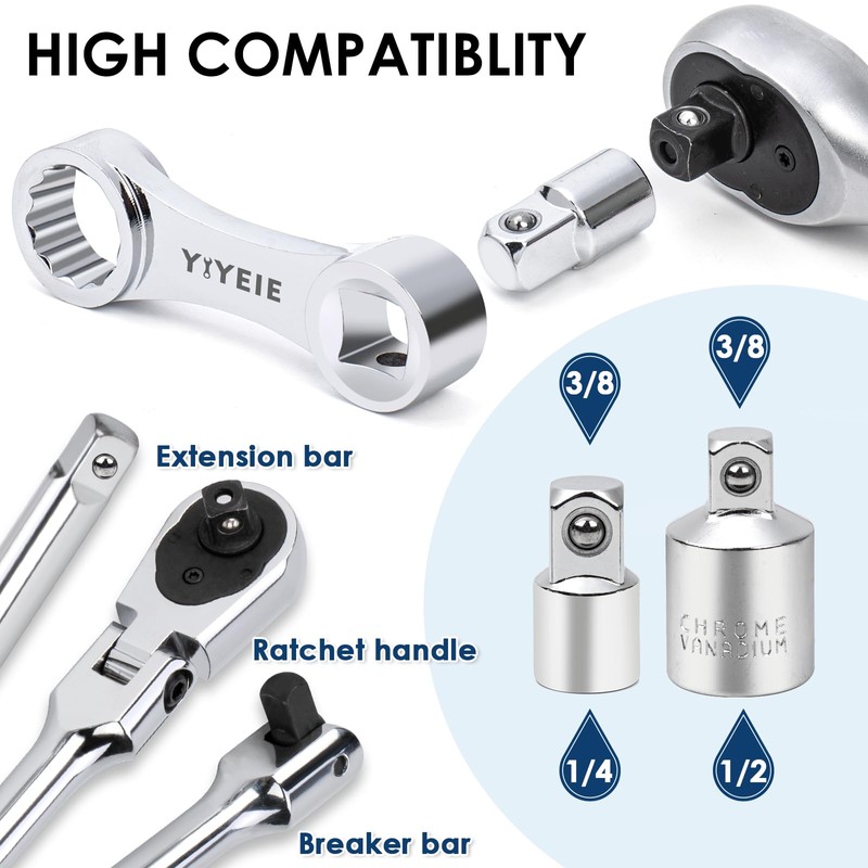 YIYEIE 10PCS Torque Adapter Set Metric, 10, 12, 13, 14,