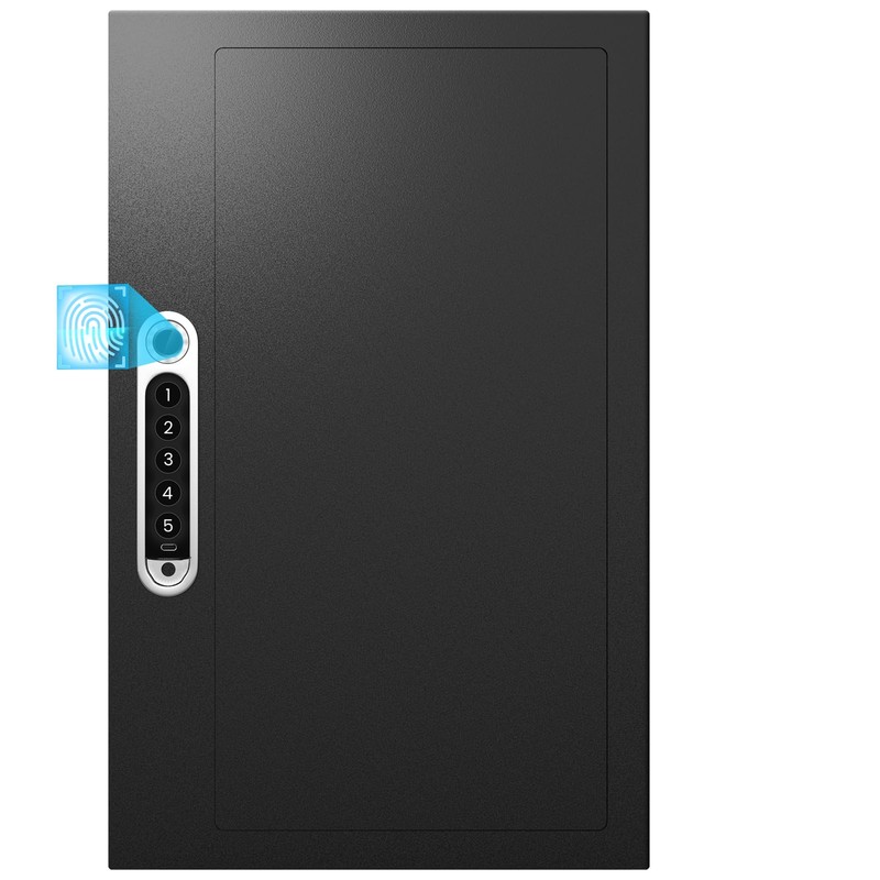 19.7" Tall Biometric Wall Safe Between 16" Studs, Fingerprint &