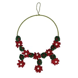 Creative Co-Op Handmade Wool Felt Flower Wreath, Red and Green