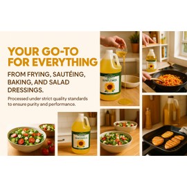 Healthy Harvest Non-GMO Sunflower Oil - Healthy Cooking Oil for Cooking, Baking, Frying & More - Naturally Processed to Retain Natural Antioxidants (One Gallon)