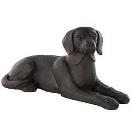 Deco 79 Resin Dog Decorative Sculpture Sitting Home Decor Statue with Copper Shadings, Accent Figurine 31" x 14" x 14", Black