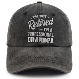 I'm Not Retired I'm A Professional Grandpa Hat for Men, Funny Adjustable Cotton Embroidered Grandfather Baseball Cap, Black, One Size