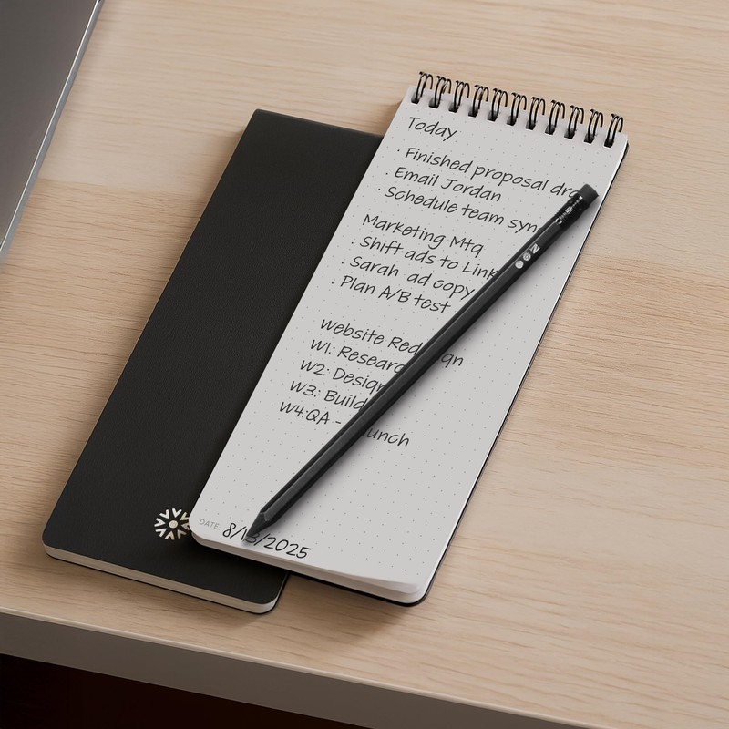 Notsu Dotted Reporter's Notebooks 2-Pack | Black Pocket Spiral Reporter