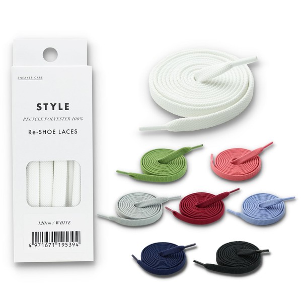 Columbus Re-Shoelaces for Sneakers, Made of 100% Recycled Polyester Fiber,