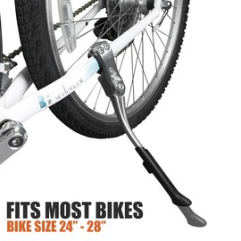 BV Bike Kickstand - Alloy Adjustable Height Rear Side Bicycle Kick Stand, for 24" - 29" Mountain Bike/ Road Bike/ BMX/ MTB (Black)