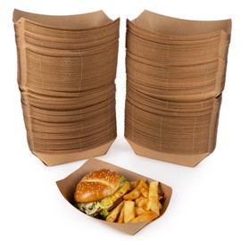 IDL Packaging 3 lb Kraft Paper Food Trays (Pack of 1000) - Food-Safe Poly Coated for Extra Moisture Resistance - Proudly Made in USA - Serving Tray for Fries, Burgers, Appetizers