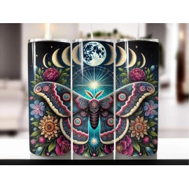 Handmade Gothic Moth Witchy Vibes Celestial Wiccan  20oz Tumbler Travel Cup Insulated